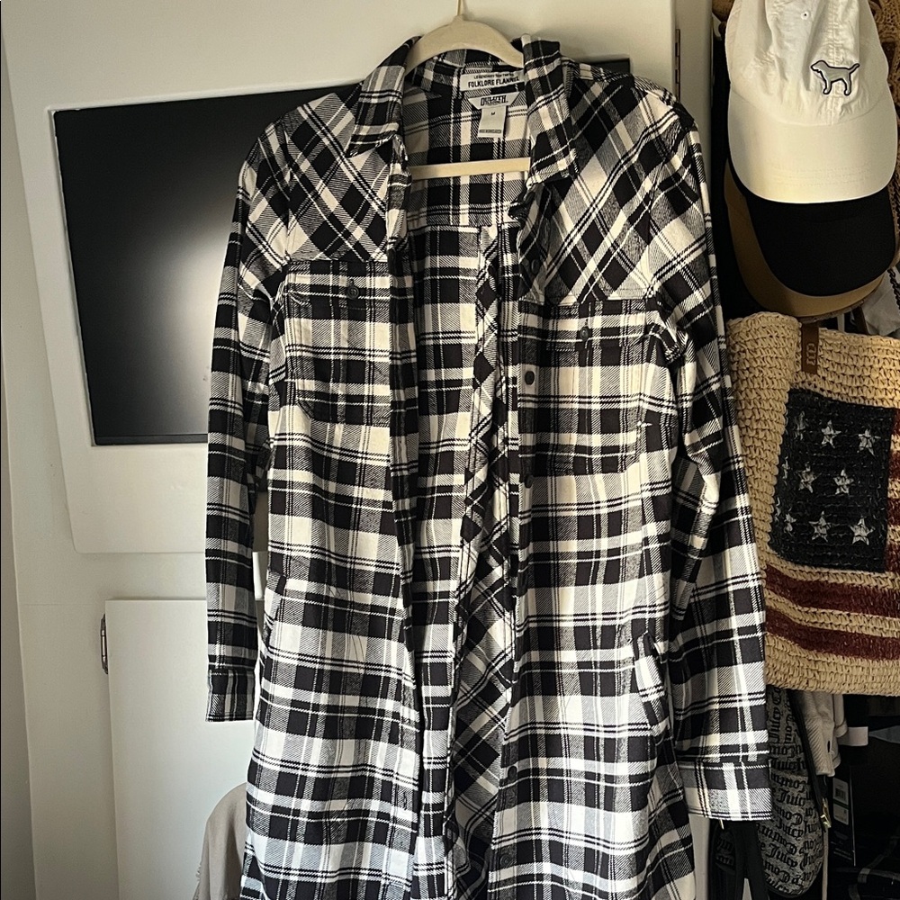 Black and White Plaid Shirt Dress